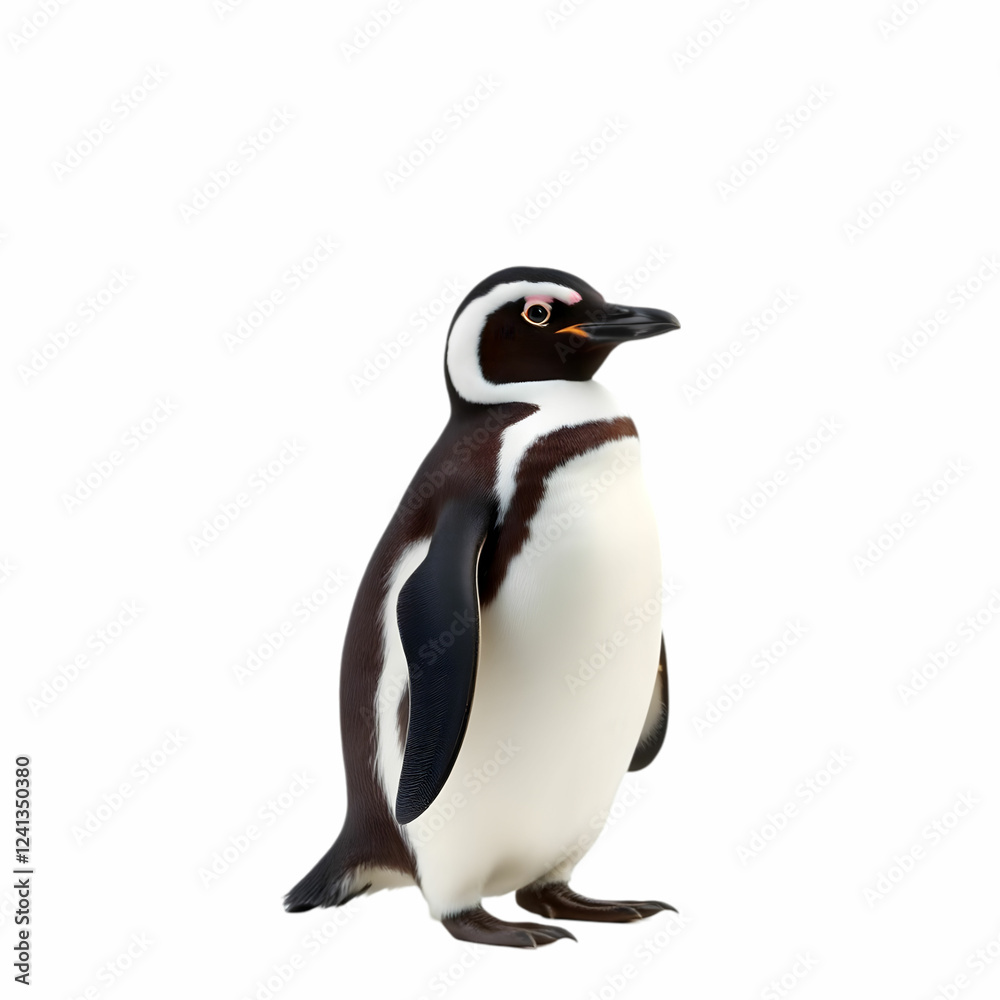 Obraz premium A Humboldt penguin standing on the blank background