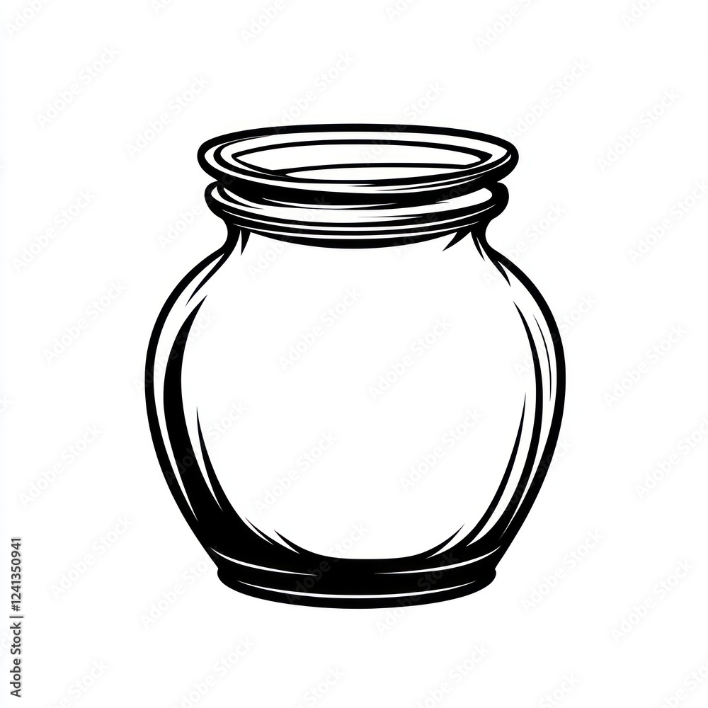 Empty glass jar, kitchen counter, white background, food storage Empty glass jar, kitchen counter, white background, food storage