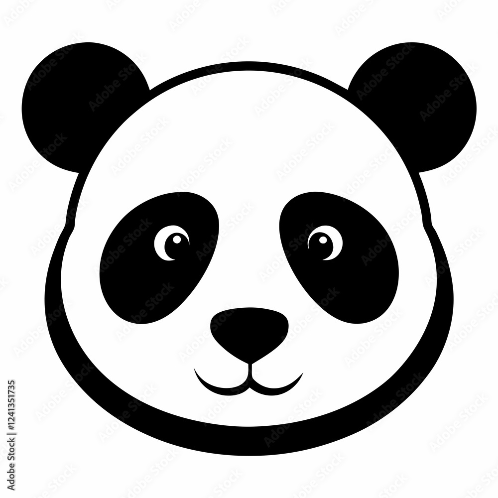 Black Silhouette of Panda Head Vector Black Silhouette of Panda Head Vector