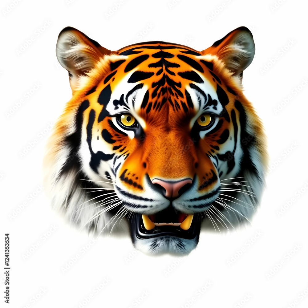 Obraz premium A Head of tiger Sumatra isolated on the white background