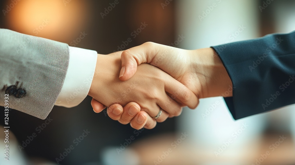 Close-up of two businesspeople shaking hands, signifying a deal, partnership, or agreement. Close-up of two businesspeople shaking hands, signifying a deal, partnership, or agreement.