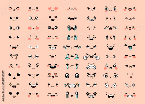 Cute Kawaii Facial Expressions Collection