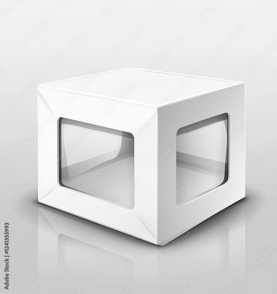 Vector white packaging box with a transparent window for food, drink, or other goods, isolated on a background mockup template. --ar 15:16 --v 6.1 Job ID: e3b1ef78-0883-4018-b7ed-a884ed8e35fc Vector white packaging box with a transparent window for food, drink, or other goods, isolated on a background mockup template. --ar 15:16 --v 6.1 Job ID: e3b1ef78-0883-4018-b7ed-a884ed8e35fc