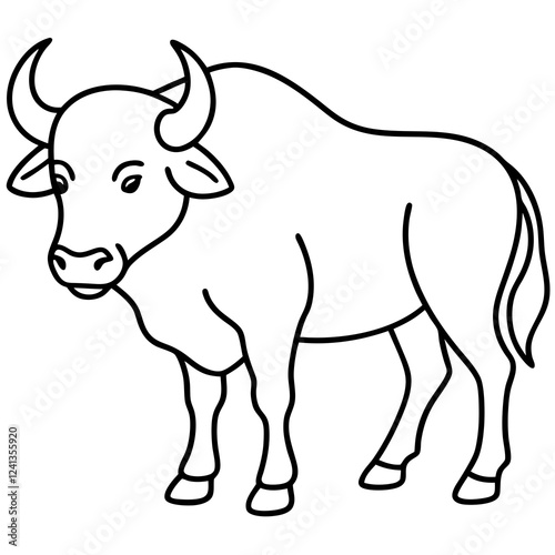 Buffalo Outline Minimalist Vector Art