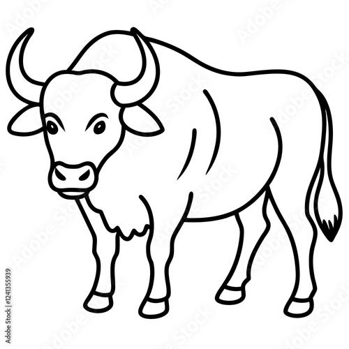 Buffalo Outline Minimalist Vector Art