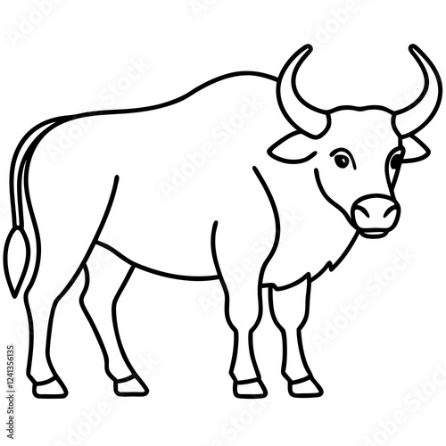 Buffalo Outline Minimalist Vector Art