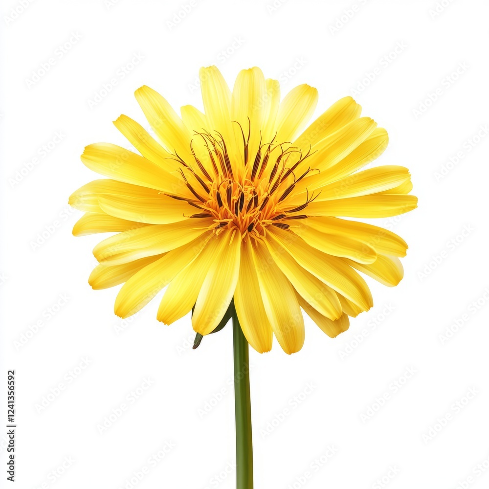 Fototapeta premium A vibrant yellow flower blossoms against a white backdrop.