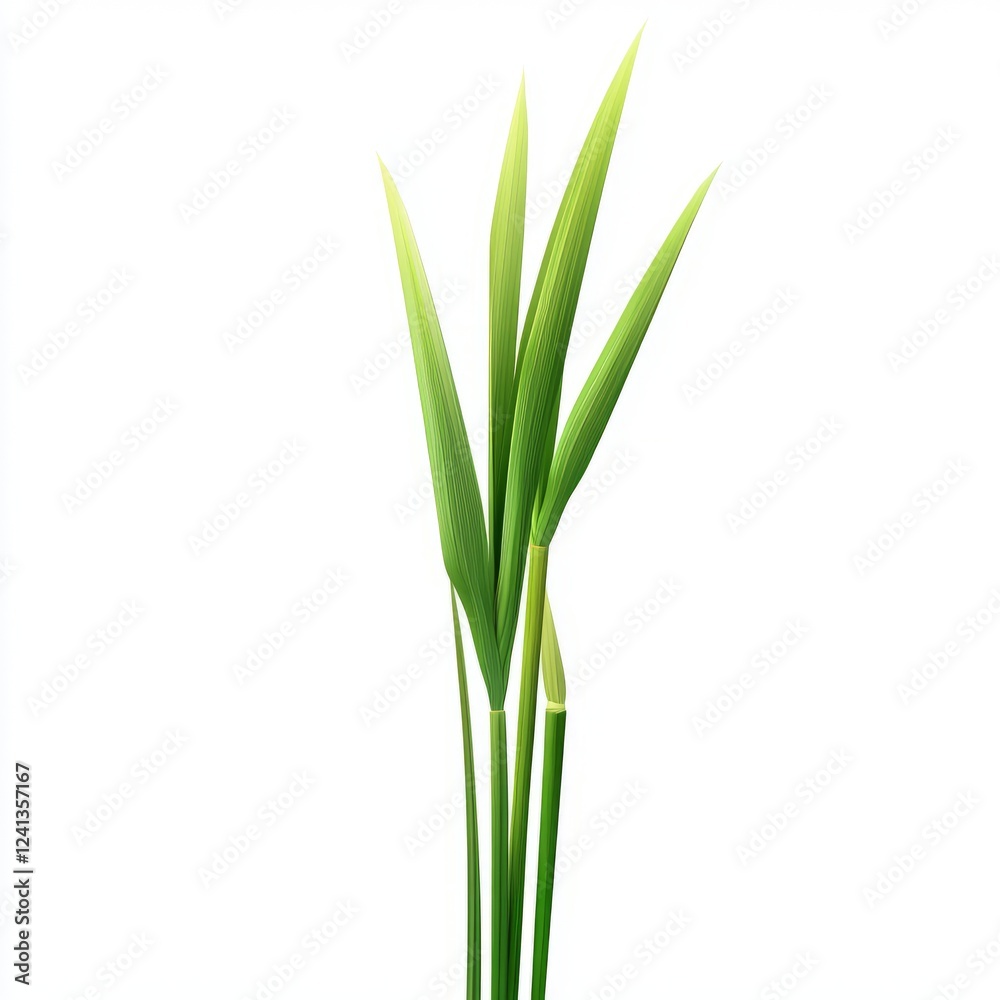 Vibrant green blades of grass against a white background. Vibrant green blades of grass against a white background.