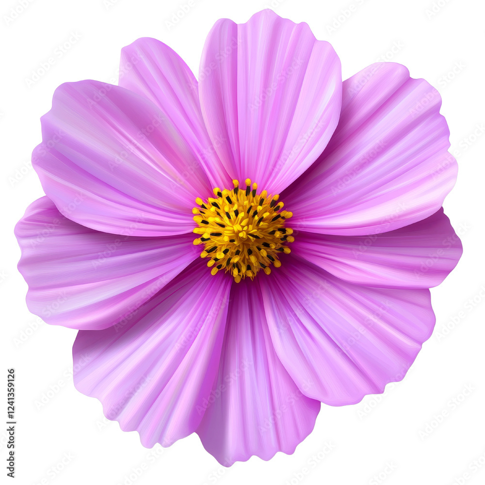 Obraz premium PNG Beautiful Pink Flower with Yellow Center, transparent background