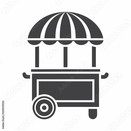 Food Stall Silhouette Mobile Vendor Cart Vector illustration.