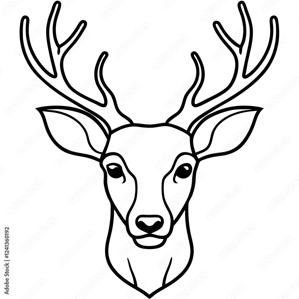 Fototapeta premium Elegant Deer Head One-Line Vector Artwork