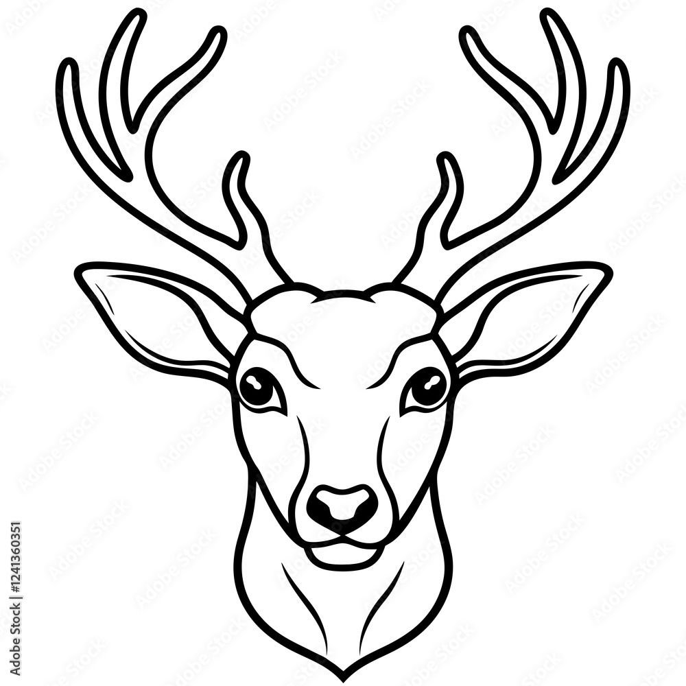 Fototapeta premium Elegant Deer Head One-Line Vector Artwork