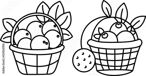 "Blueberry with Basket Coloring Pages – Fun and Printable Artwork for All Ages"