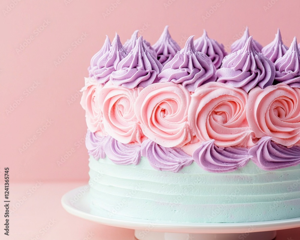 Beautiful Pastel Themed Cake with Intricate Swirls of Icing Beautiful Pastel Themed Cake with Intricate Swirls of Icing