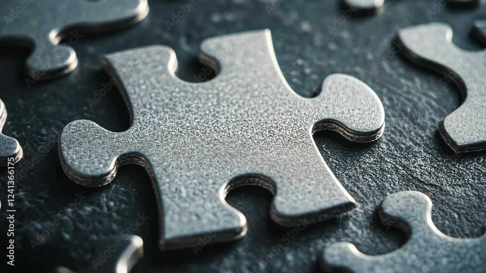 Puzzle pieces scattered on a dark surface creating a visually engaging arrangement and inviting interaction Puzzle pieces scattered on a dark surface creating a visually engaging arrangement and inviting interaction