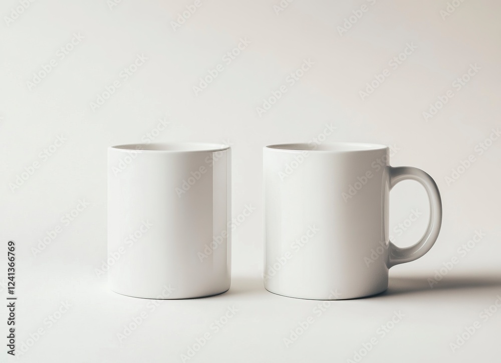 White coffee mug mockup, two mugs side by side on a white background. Mock-up template for design and print with copy space. Stock photo contest winner, high resolution, high detail White coffee mug mockup, two mugs side by side on a white background. Mock-up template for design and print with copy space. Stock photo contest winner, high resolution, high detail
