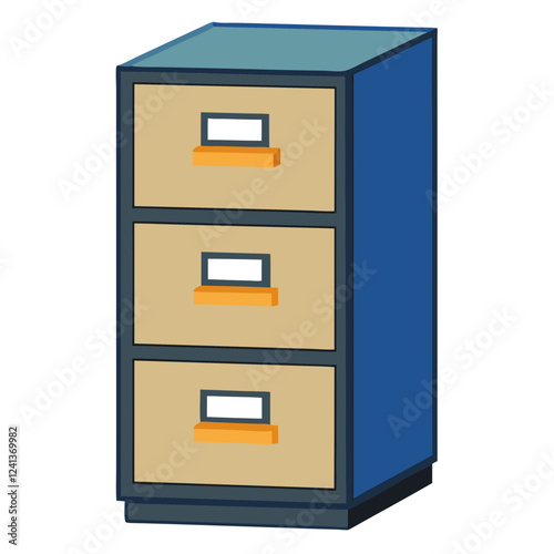 A stylish filing cabinet featuring three drawers designed for effective office organization is set against a clean white background. This furniture piece is perfect for enhancing workspace efficiency