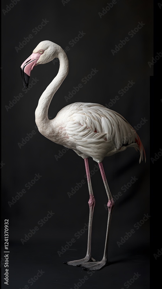 Obraz premium Beautiful flamingo isolated on a black background 