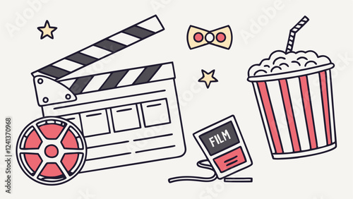 Cinema icons vector set. Movie, film, video, tv and more 