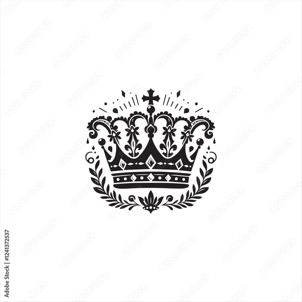 Black silhouette queen crown vector Black silhouette queen crown vector