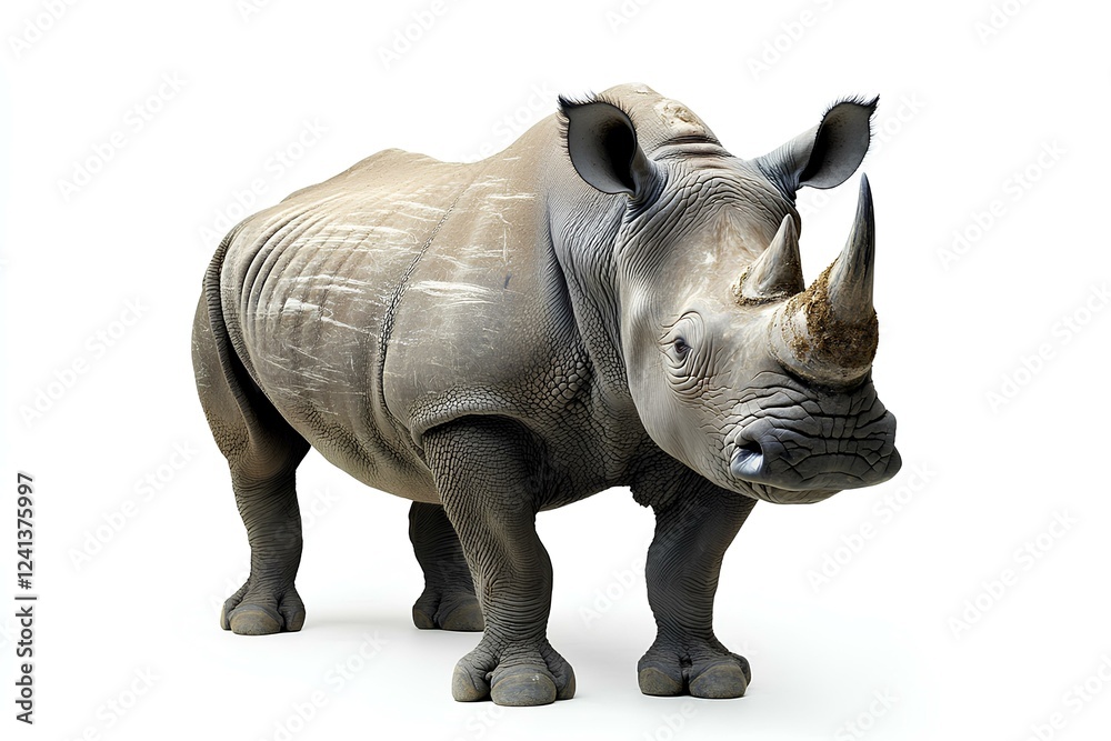 Obraz premium a Black Rhino isolated on white background