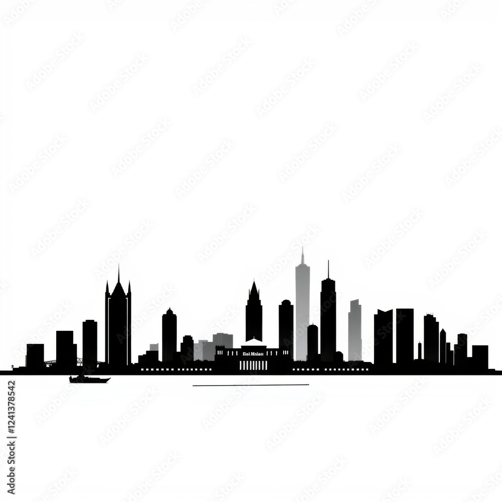 Naklejka premium Brussels city skyline belgium isolated on transparent background silhouetted skyline cityscape architecture illustration building city vector