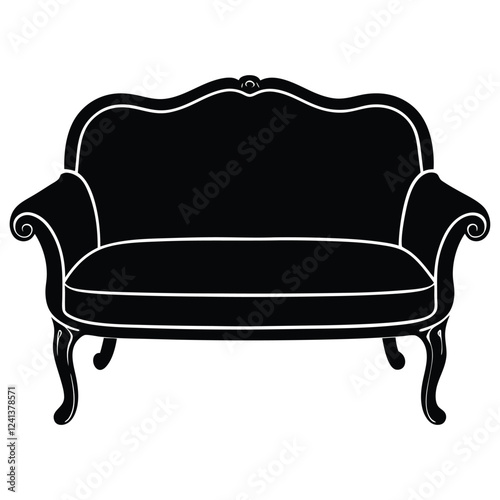 Elegant Black Silhouette of an Antique Sofa 1