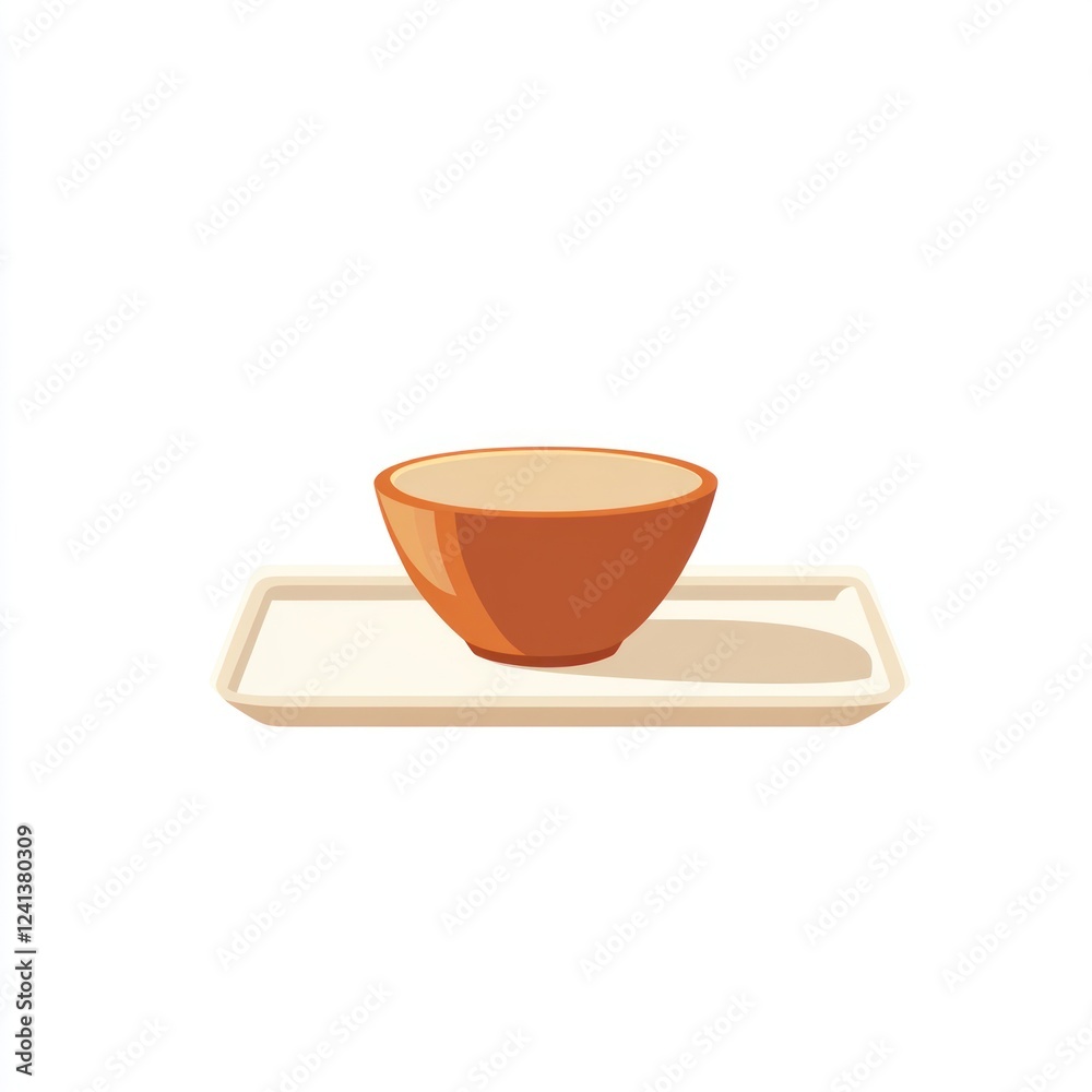 Small orange bowl on tray, simple background, food prep Small orange bowl on tray, simple background, food prep
