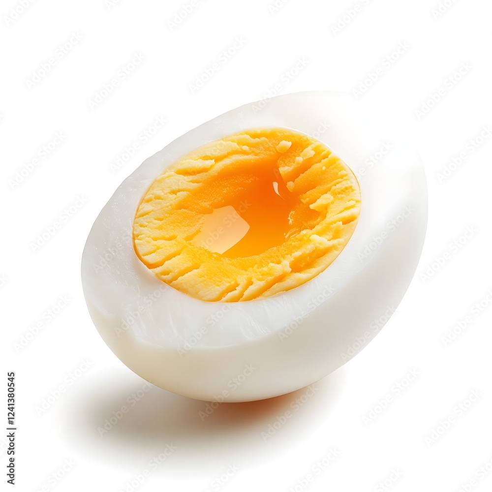 Close Up of Perfectly Boiled Egg on White Background Close Up of Perfectly Boiled Egg on White Background