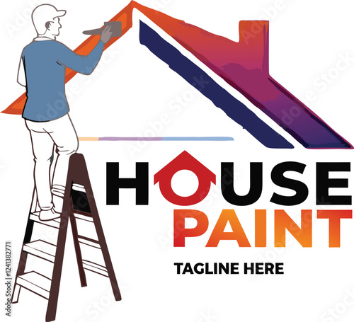 house paint logo design vector illustration