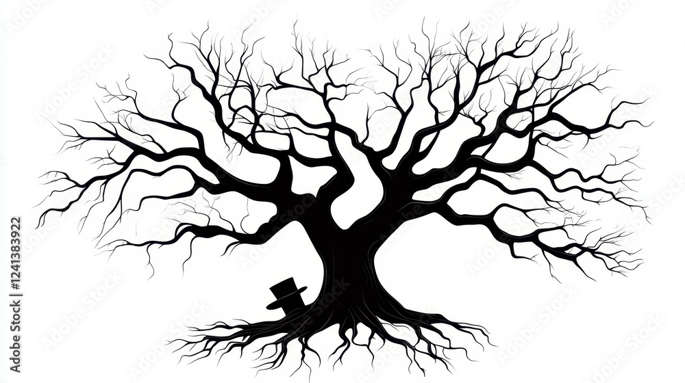 Obraz premium Abstract Black Tree Silhouette