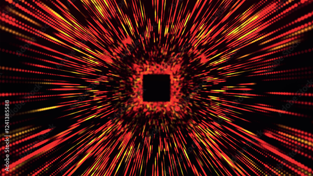 Obraz premium Colorful square tunnel background. Abstract digital background. Big data visualization. Data flow information. Wormhole. Abstract 3d vector illustration.