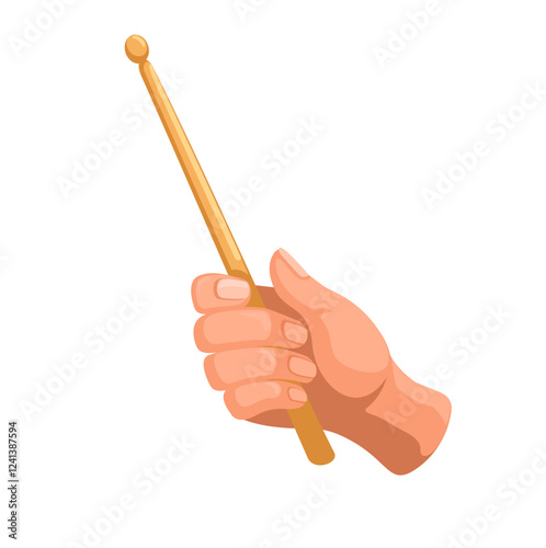 Hand Holding a Drum Stick Gesture Cartoon illustration Vector