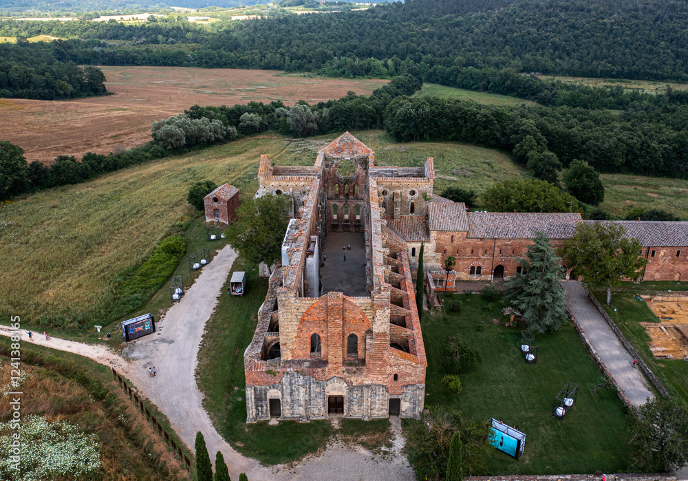 ruins of the Abbey of San Galgano. Italy. August 2024