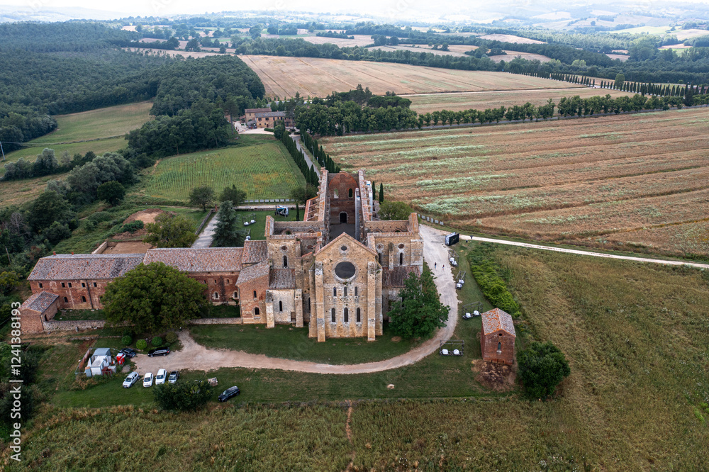 ruins of the Abbey of San Galgano. Italy. August 2024