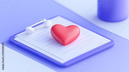 Heartfelt Healthcare Services Represented by 3D Symbols and Medical Report