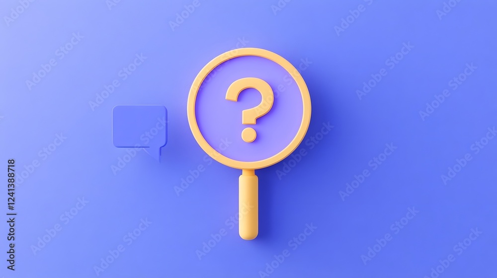 Magnifying Glass with Question Mark and Speech Bubble:Visualizing Problem-Solving and Customer Magnifying Glass with Question Mark and Speech Bubble:Visualizing Problem-Solving and Customer