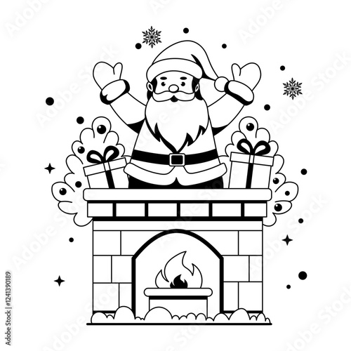 Character based glyph illustration of santa chimney 