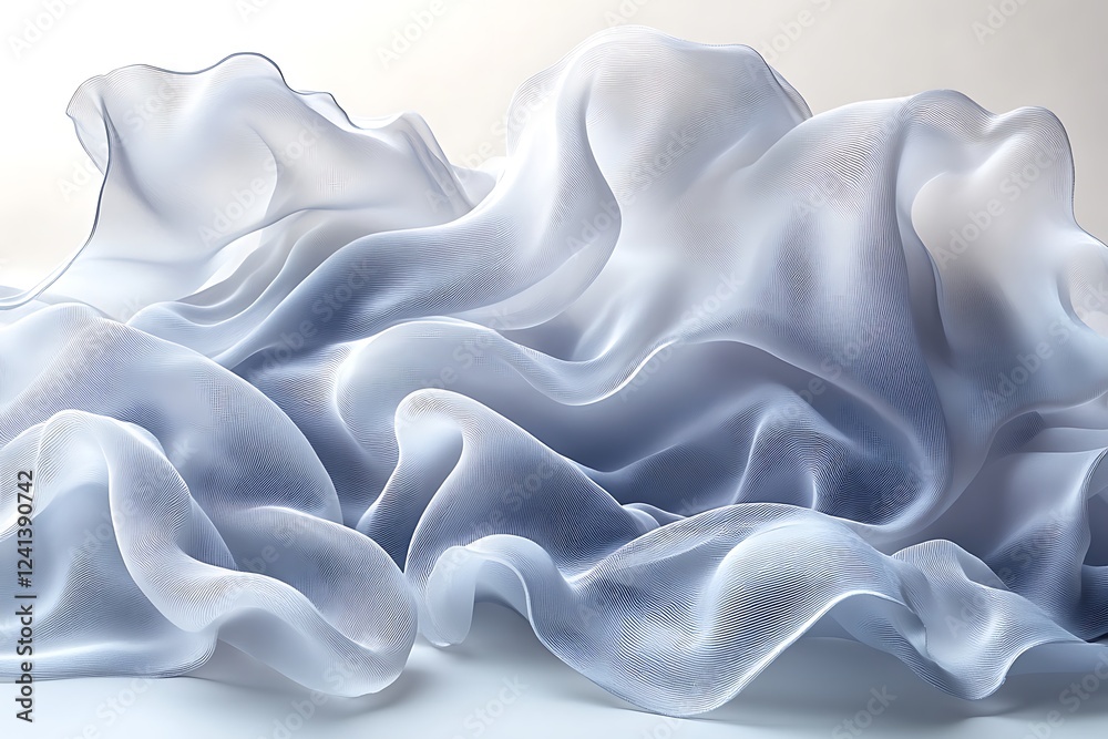 Fototapeta premium Abstract Draped Fabric Soft Light Gray Hues