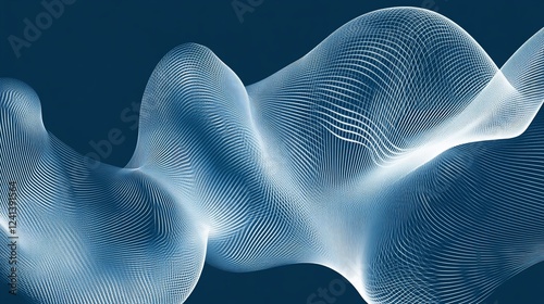 Abstract flowing wave, mesh, digital, lines.