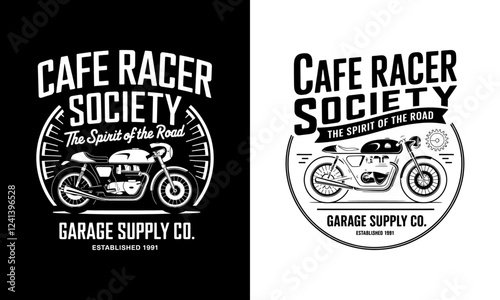 Cafe Racer Society T-Shirt Design - Vintage Motorcycle Graphic 'The Spirit of the Road' for Bikers and Motorcycle Enthusiasts, Garage Supply Co. Established 1991