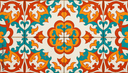 Seamless Andalusian tile pattern in warm earthy tones with elegant arabesque motifs