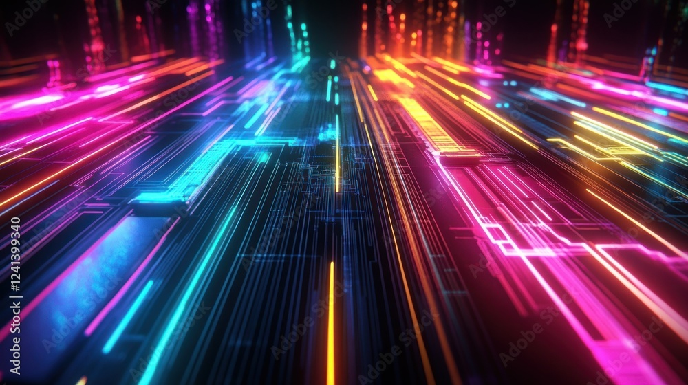 Background gaming abstract neon sci-fi themes cyberpunk rainbow glowing dynamic technology wallpaper AI generated image Background gaming abstract neon sci-fi themes cyberpunk rainbow glowing dynamic technology wallpaper AI generated image