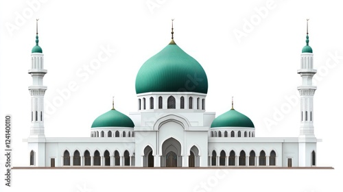 Wallpaper Mural Grand mosque, architectural detail, white, green domes, isolated, religious tourism Torontodigital.ca