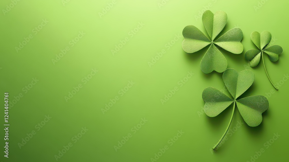 Minimalistic Green Clover Leaf Design on Clean Background for Fresh and Natural Aesthetic