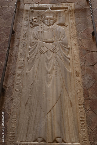 Santes Creus cistercian abbey, Aiguamurcia, Catalonia, Spain. Abbot’s tomb