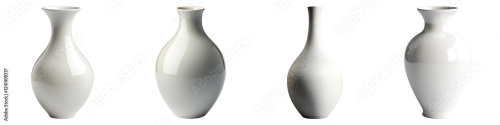 Ceramic vase isolated on transparent background, PNG, Set of Ceramic vase isolated on transparent background, PNG, Set of