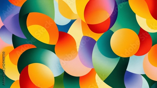 Abstract colorful vibrant overlapping shapes background.