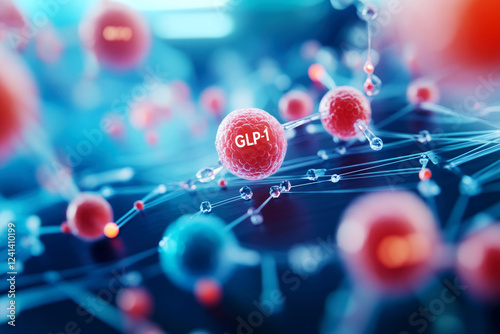 Exploring glp-1 molecular structure laboratory setting scientific visualization digital environment macro view biochemical concept photo