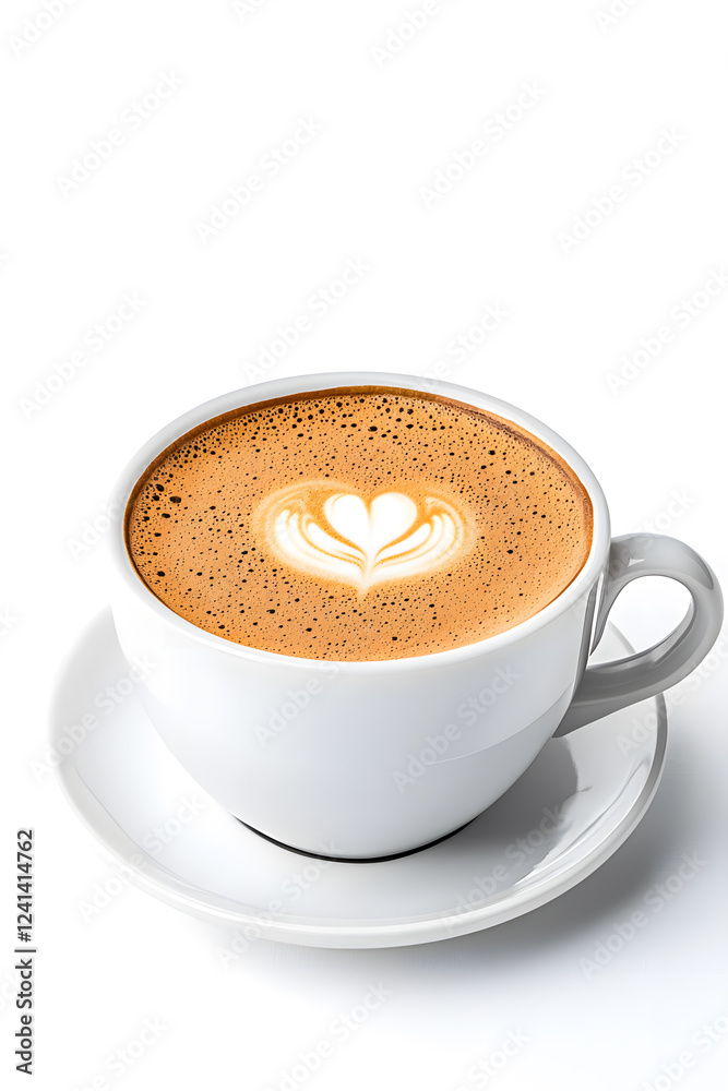 Obraz premium Cup of Cappuccino With Creamy Foam isolated on white background